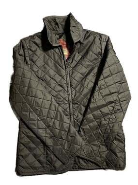 George Boys Navy Blue Diamond Quilted Jacket with Plaid Lining Size L 10-12